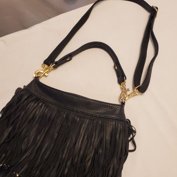 Fringe Western Large Shoulder Hobo bag purse Black Gold Cowgirl Hippie Boho bag - Picture 3 of 7